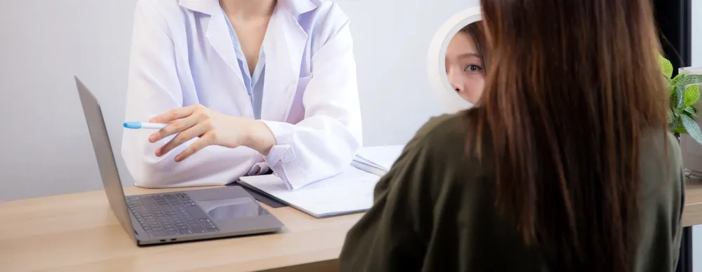 A skin assessment at a dermatology clinic